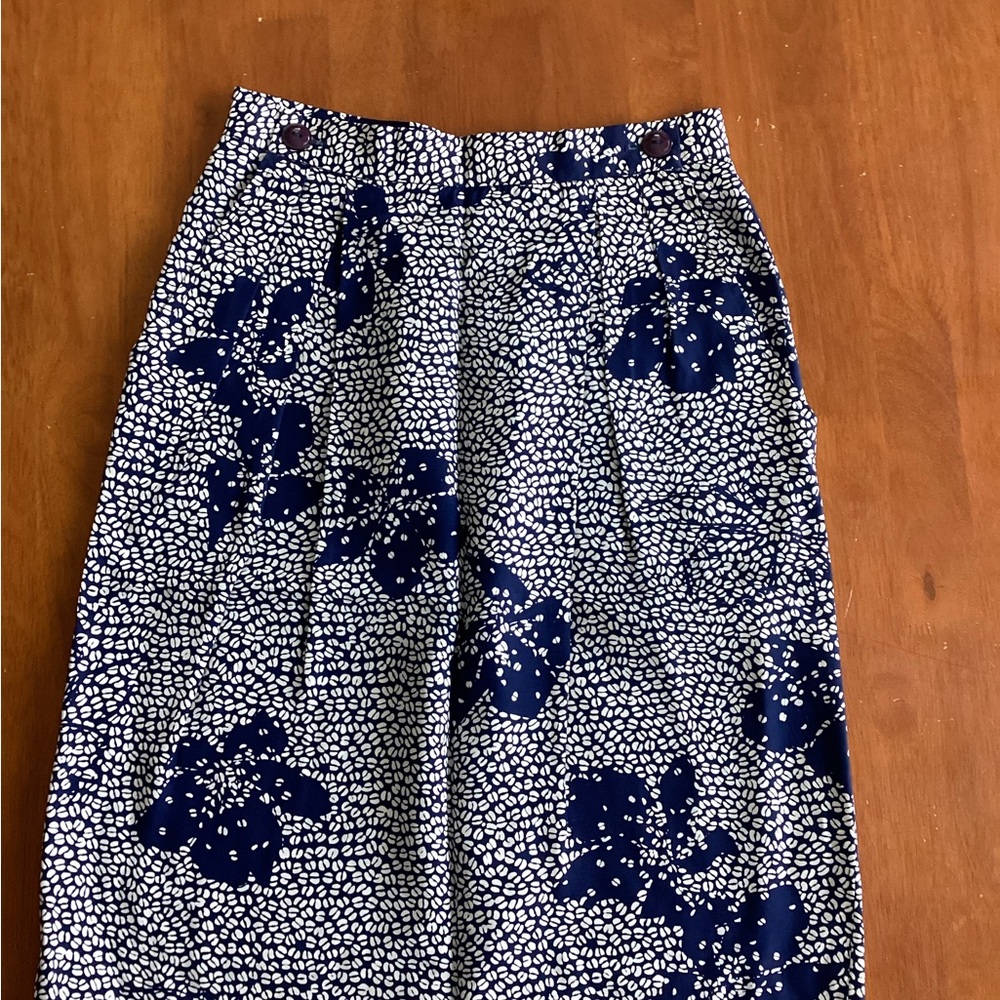 Dior Vintage Navy Floral Pencil Skirt